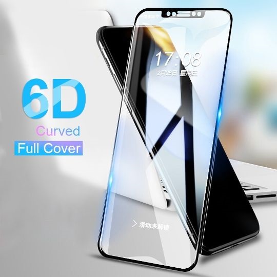 Защитное стекло "MONARCH" FULL HD 6D (HIGH QUALITY) для APPLE iPhone XS MAX (6.5"), цвет канта чёрный.