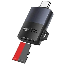 Картридер YESIDO GS37 (USB Type C на TF Card / Micro SD), цвет черный