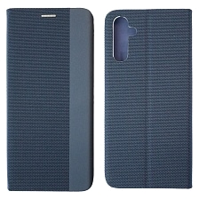 Чехол книжка MESH для SAMSUNG Galaxy A14 4G, текстиль, силикон, бархат, визитница, цвет темно синий