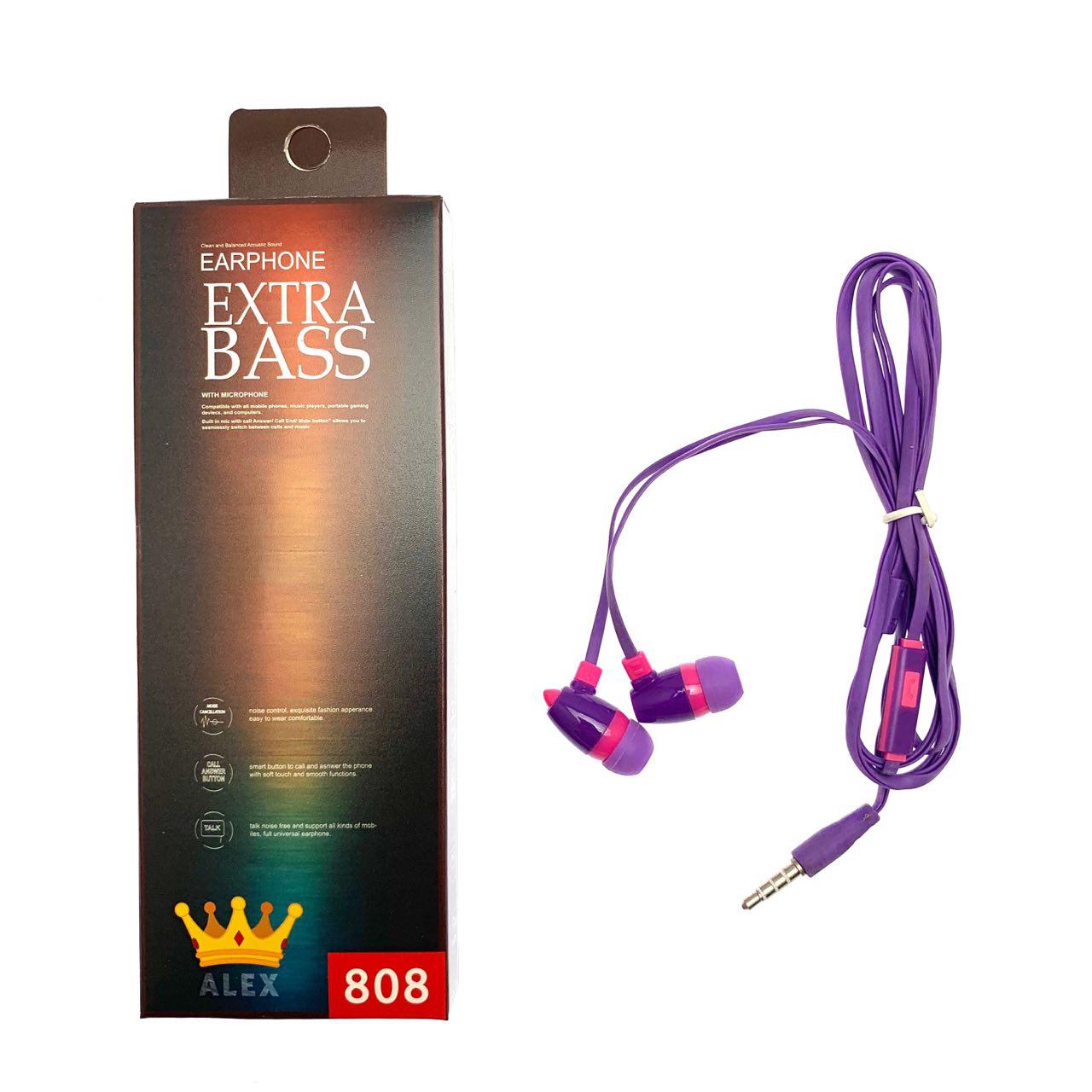 Гарнитура (наушники с микрофоном) проводная, ALEX EXTRA BASS, цвет фиолетовый. Гарнитура (наушники с микрофоном) проводная, ALEX EXTRA BASS, цвет фиолетовый.