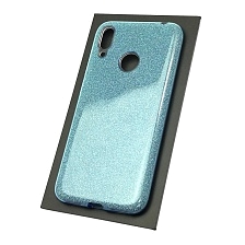 Чехол накладка Shine для HUAWEI Y7 2019, силикон, блестки, цвет голубой