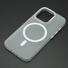 Чехол накладка Cabbeen с поддержкой MagSafe для APPLE iPhone 15 Pro, матовый, цвет прозрачно белый