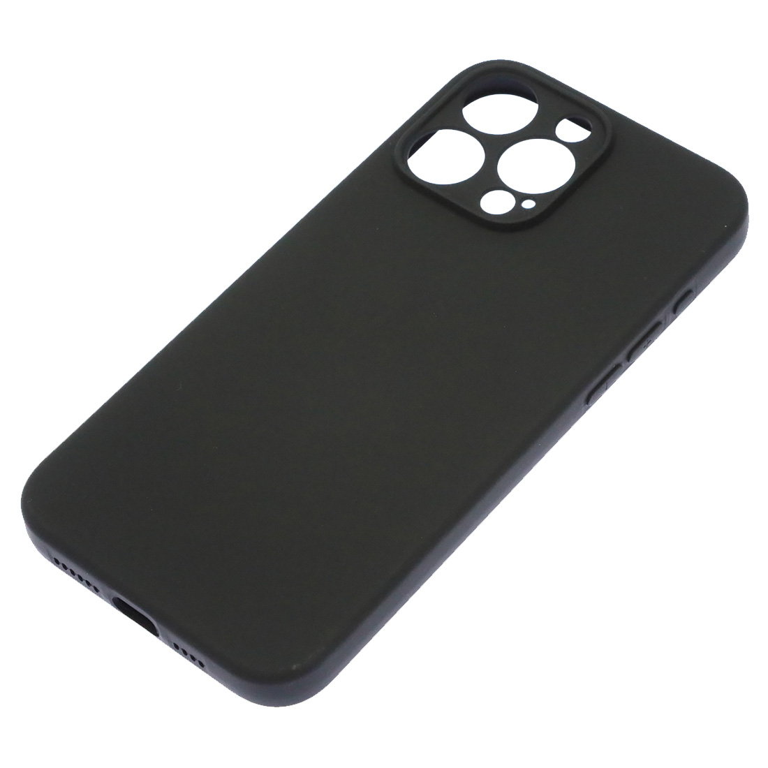 Чехол накладка Silicon Case для APPLE iPhone 15 Pro Max, защита камеры, бархатная подложка, цвет черный