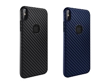 Чехол накладка HOCO для APPLE iPhone X, XS, силикон, карбон, цвет тёмно синий.