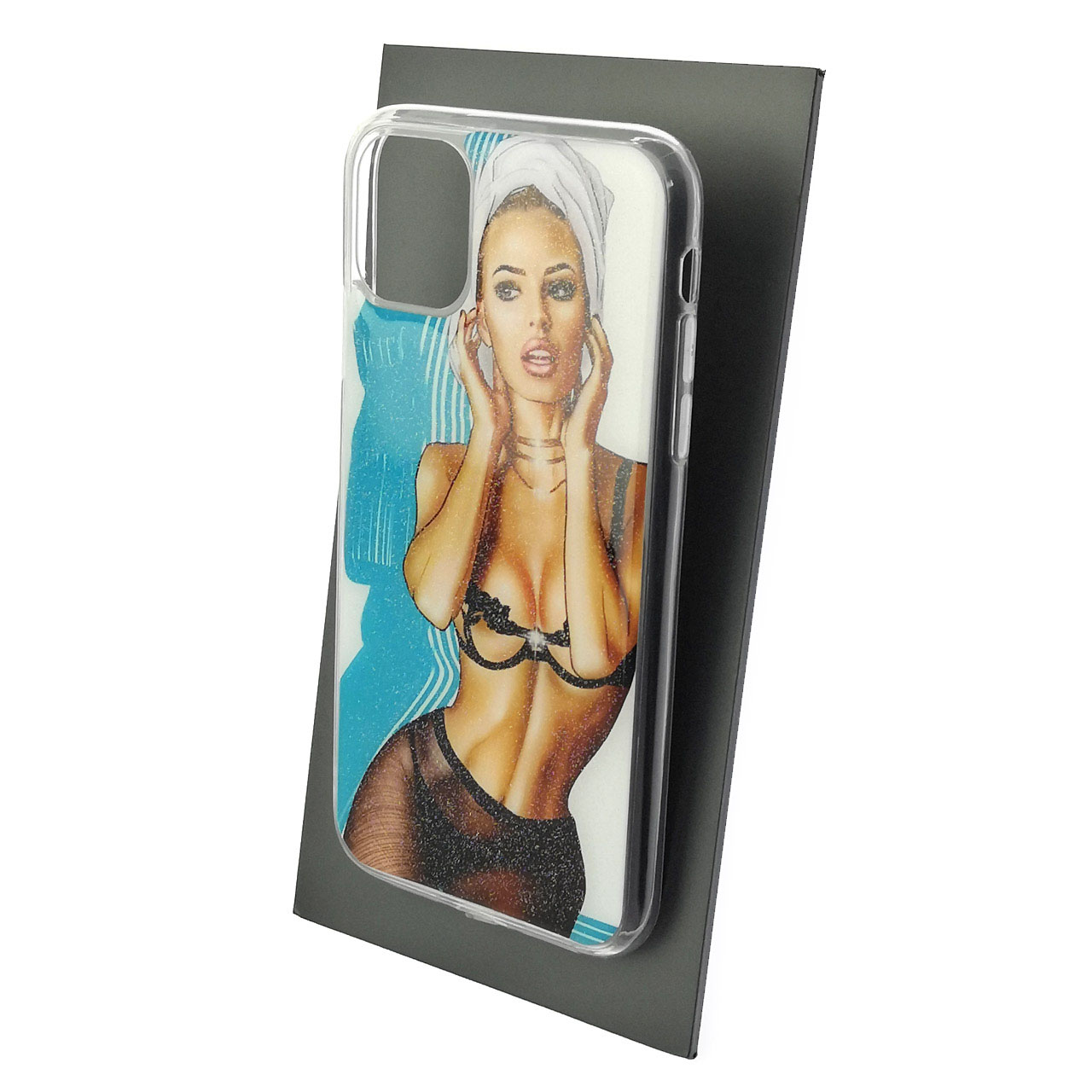 Чехол накладка для APPLE iPhone 11, силикон, глянцевый, блестки, рисунок Задумчивая девушка Чехол накладка для APPLE iPhone 11, силикон, глянцевый, блестки, рисунок Задумчивая девушка