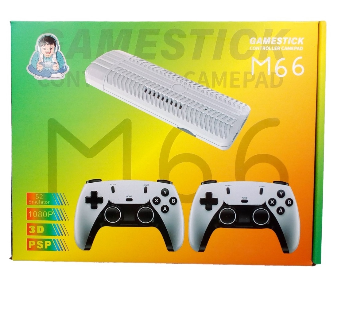 Игровая приставка 8/16/32 bit M66 HDMI, 2 беспроводных джостика (геймпада), цвет белый