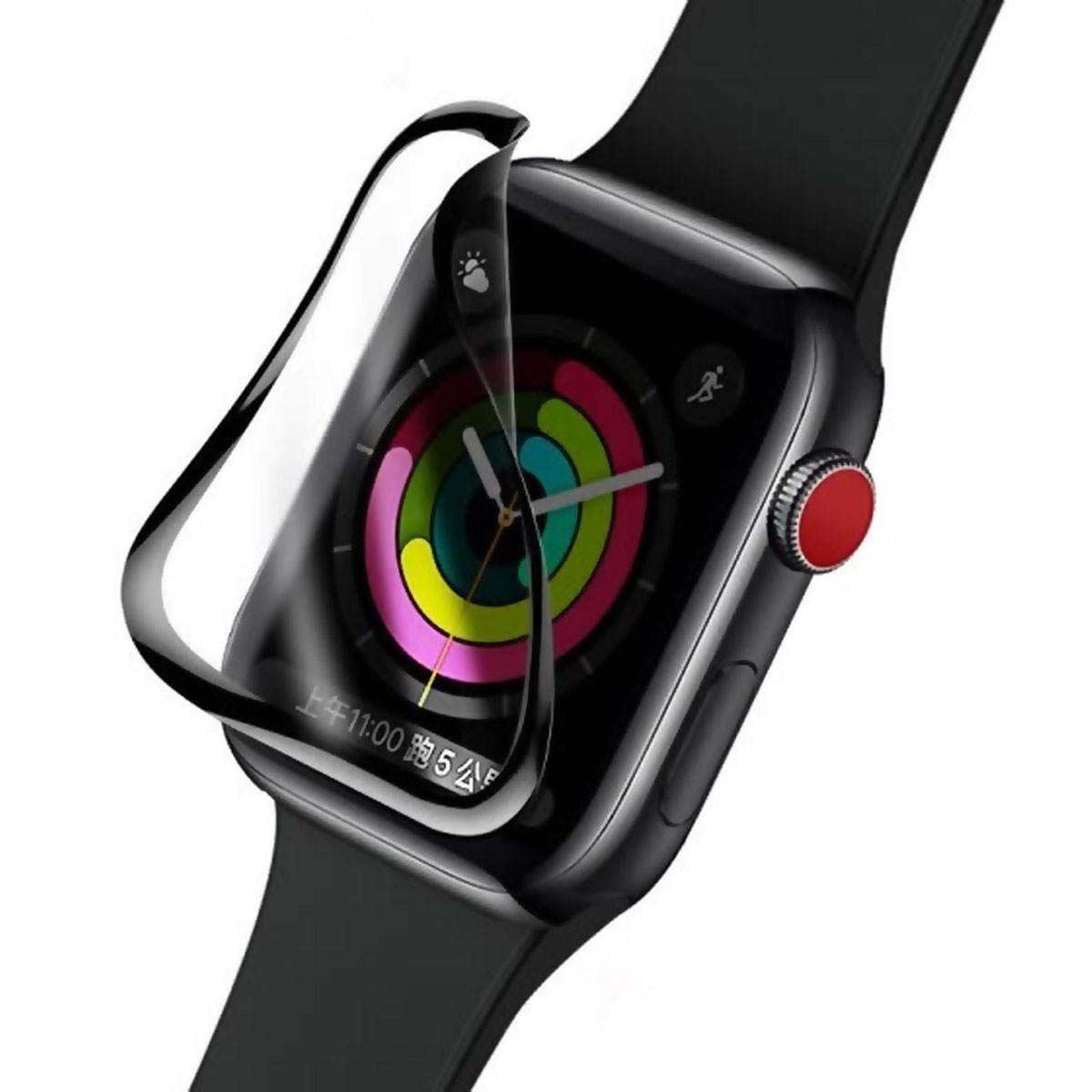 Защитная пленка, стекло PMMA WF для APPLE Watch 41 мм, нано-полимер, цвет окантовки черный
