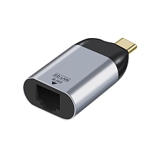 Адаптер, переходник H146 с USB Type C (папа) на RJ45 (мама), цвет черно серебристый Адаптер, переходник H146 с USB Type C (папа) на RJ45 (мама), цвет черно серебристый