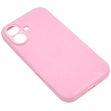 Чехол накладка Silicone Case для APPLE iPhone 16, защита камеры, силикон, бархат, цвет розовый