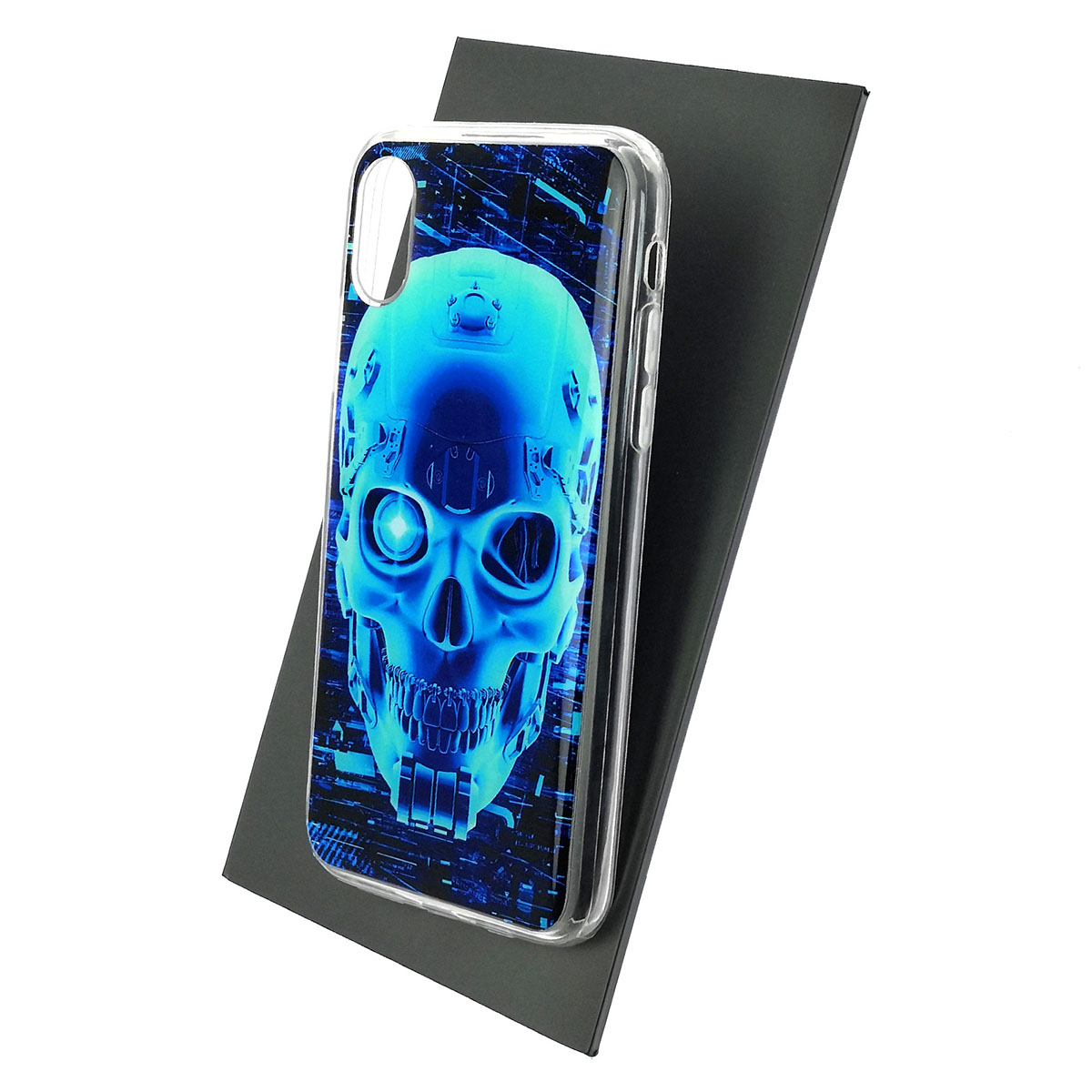 Чехол накладка для APPLE iPhone X, iPhone XS, силикон, глянцевый, рисунок Синий череп Чехол накладка для APPLE iPhone X, iPhone XS, силикон, глянцевый, рисунок Синий череп