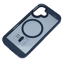 Чехол накладка с поддержкой MagSafe для APPLE iPhone 16 (6.1"), силикон, пластик, цвет окантовки темно синий Чехол накладка с поддержкой MagSafe для APPLE iPhone 16 (6.1"), силикон, пластик, цвет окантовки темно синий