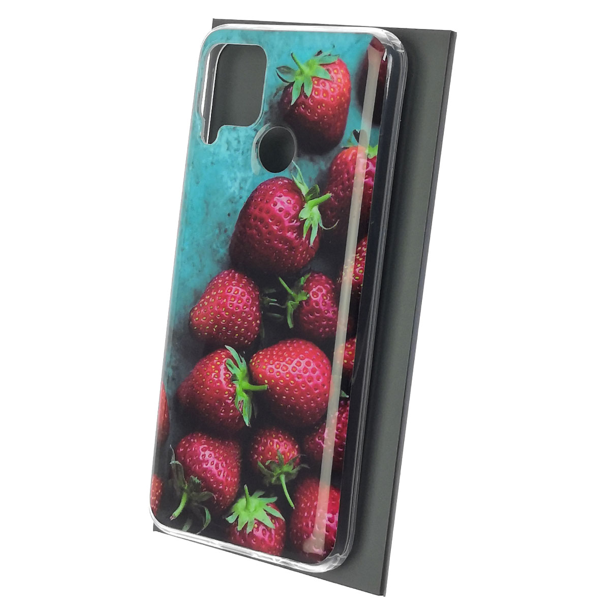 Чехол накладка для Realme C15, силикон, рисунок Клубника Чехол накладка для Realme C15, силикон, рисунок Клубника