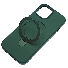 Чехол накладка Revole Mix для APPLE iPhone 13, iPhone 14, силикон, бархат, кольцо держатель, цвет темно зеленый