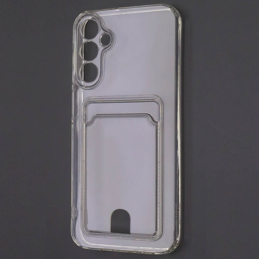 Чехол накладка CARD CASE для SAMSUNG Galaxy A15, силикон, отдел для карт, защита камеры, цвет прозрачный