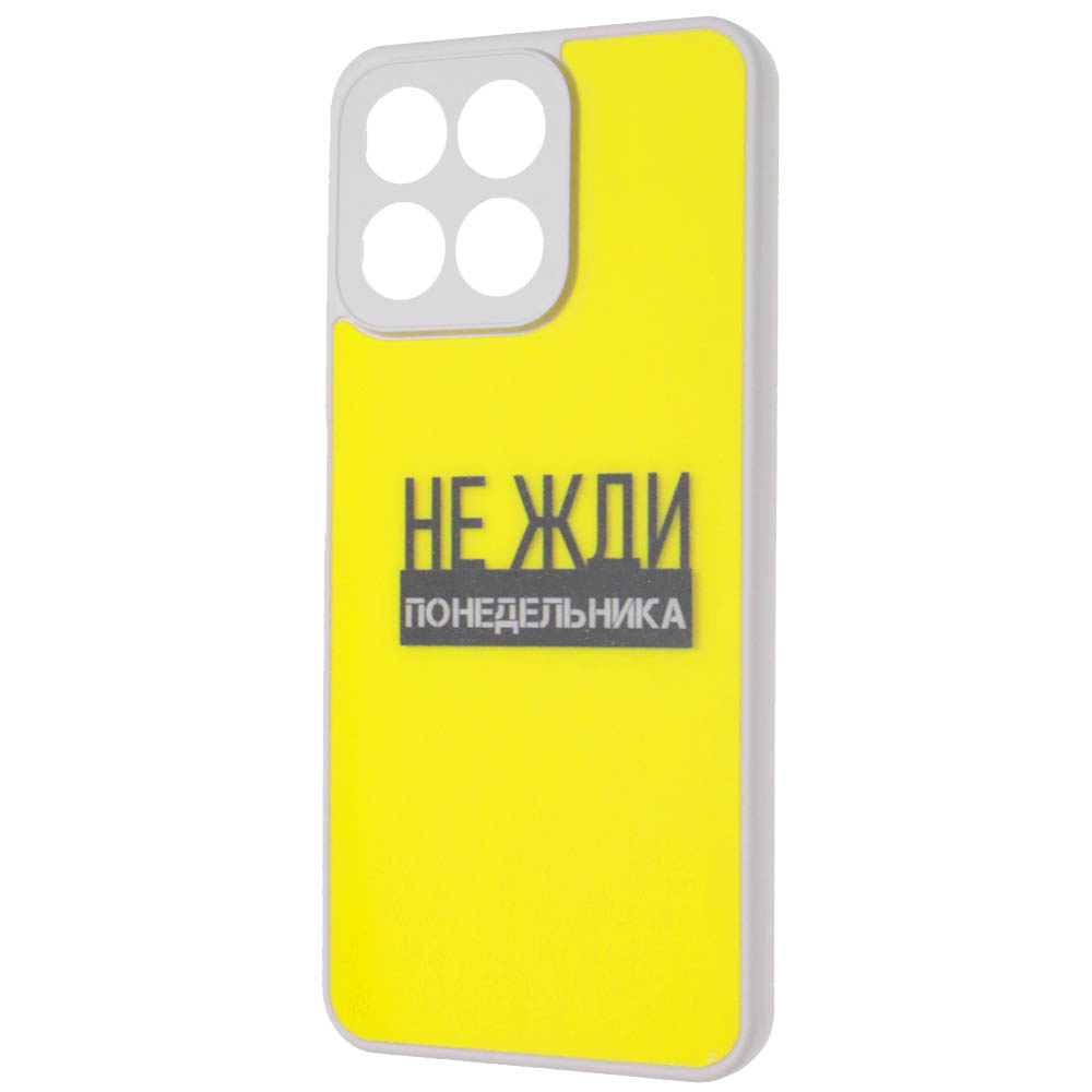 Чехол накладка для Honor X7c, пластик, силикон, защита камеры, рисунок НЕ ЖДИ понедельника Чехол накладка для Honor X7c, пластик, силикон, защита камеры, рисунок НЕ ЖДИ понедельника