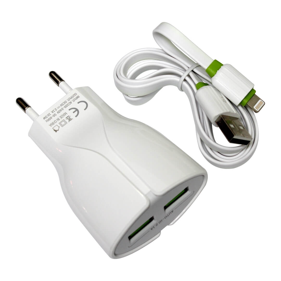 СЗУ EMY MY-271 DC 5V - 2.1A (10W) 2xUSB цвет белый + кабель Apple lightning 8 pin 1 метр TIGER. СЗУ EMY MY-271 DC 5V - 2.1A (10W) 2xUSB цвет белый + кабель Apple lightning 8 pin 1 метр TIGER.