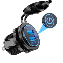 УАЗУ (Универсальное автомобильное зарядное устройство) GH-DS9, врезное в прикуриватель, 2 USB, QC3.0, цвет черный