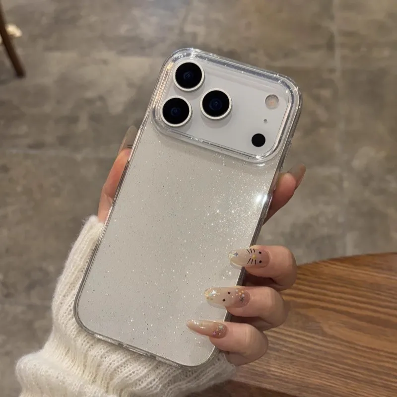 Чехол накладка LUXURE CASE Cabbeen с поддержкой MagSafe для APPLE iPhone 17 Pro, с блестками, прозрачный