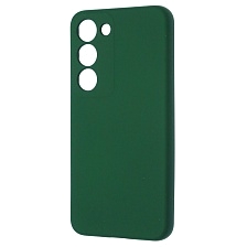 Чехол накладка Silicon Cover для SAMSUNG Galaxy S23, защита камеры, силикон, бархат, цвет зеленый