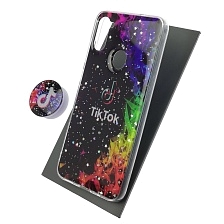 Чехол накладка для SAMSUNG Galaxy A11 (SM-A115), Galaxy M11 (M115), силикон, фактурный глянец, с поп сокетом, рисунок Tik Tok