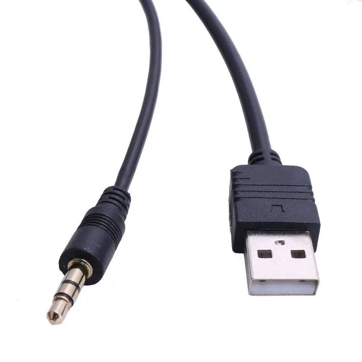 Кабель-переходник USB A на Jack 3.5 male AUX, длина 1.5 метра, цвет черный Кабель-переходник USB A на Jack 3.5 male AUX, длина 1.5 метра, цвет черный