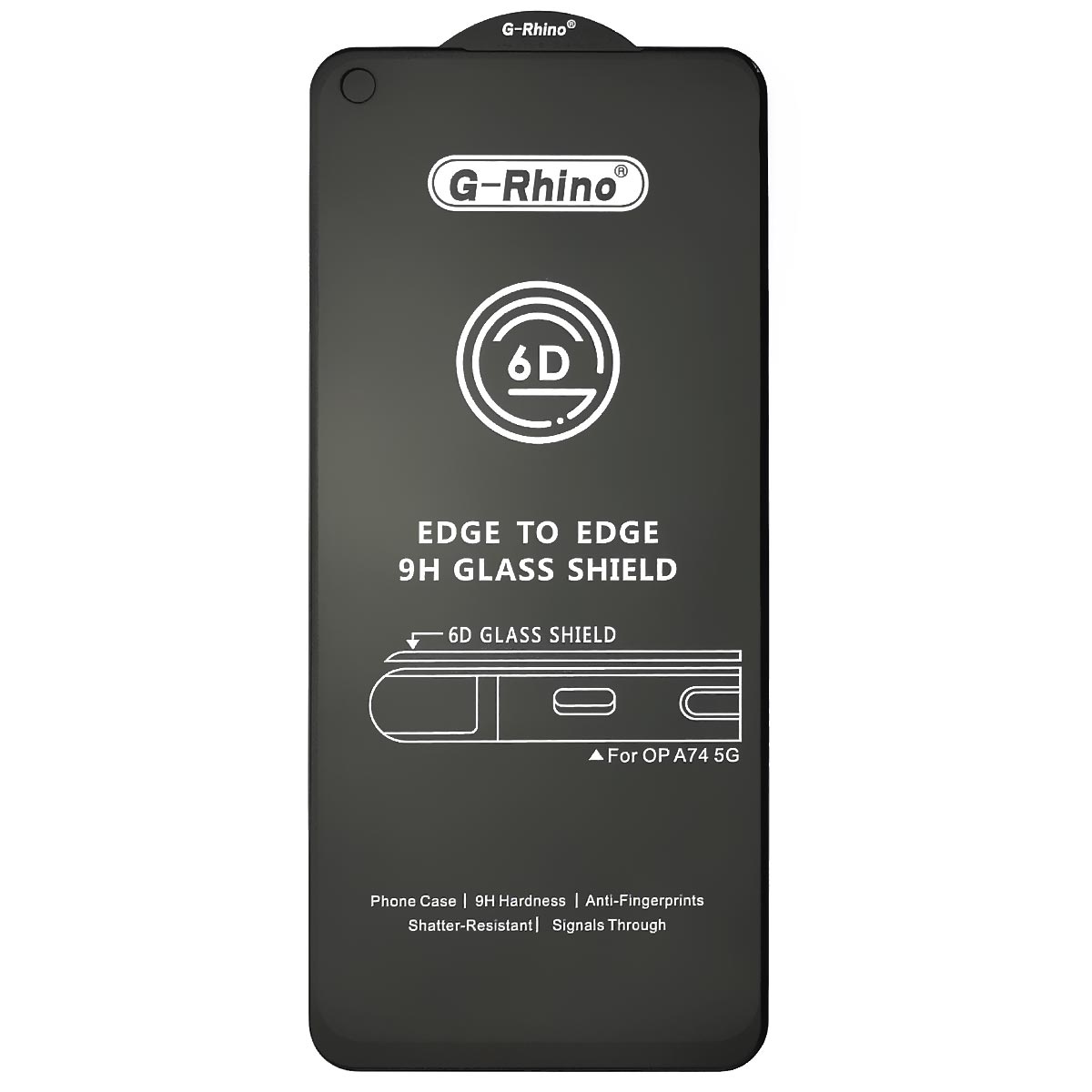 Защитное стекло 6D G-Rhino для OPPO A74 5G, цвет окантовки черный