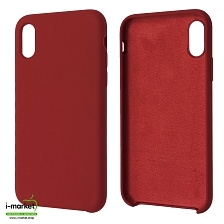 Чехол накладка Silicon Case для APPLE iPhone X, iPhone XS, силикон, бархат, цвет темно красный Чехол накладка Silicon Case для APPLE iPhone X, iPhone XS, силикон, бархат, цвет темно красный