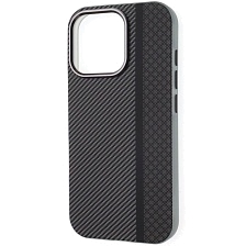 Чехол накладка Mikwer с поддержкой MagSafe для APPLE iPhone 16 Pro, пластик, карбоновый узор 3, цвет серый