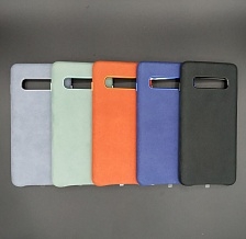 Чехол-накладка ALCANTARA для SAMSUNG S10 цвет серый ASH.