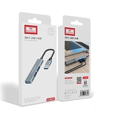 Хаб концентратор, переходник EARLDOM ET-HUB09 с 1 USB A на 3 USB A, цвет серебристый