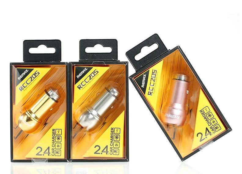 Автомобильное зарядное устройство "REMAX" RCC205 2 USB универсальное [2400 mA] (цвет=золото).