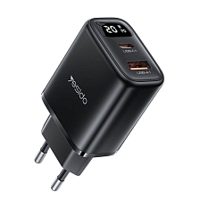 СЗУ (Сетевое зарядное устройство) YESIDO YC68, 20W, 1 USB, 1 USB Type C, LED дисплей, цвет черный СЗУ (Сетевое зарядное устройство) YESIDO YC68, 20W, 1 USB, 1 USB Type C, LED дисплей, цвет черный