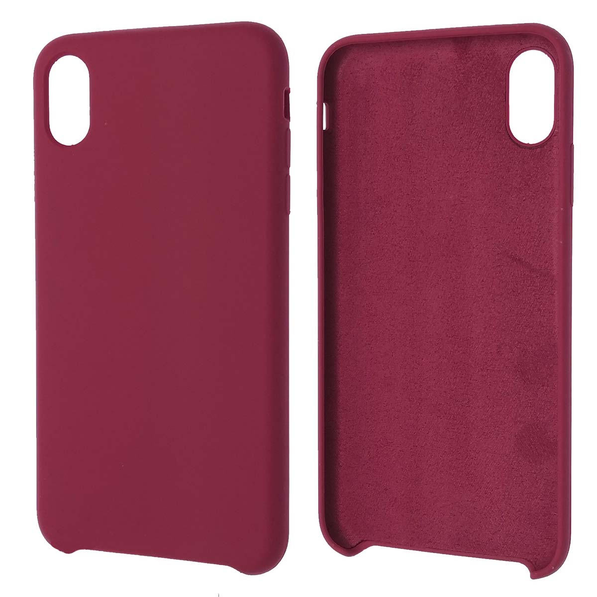 Чехол накладка Silicon Case для APPLE iPhone XS MAX, силикон, бархат, светло бордовый