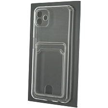 Чехол накладка CARD CASE для SAMSUNG Galaxy A04, силикон, отдел для карт, цвет прозрачный Чехол накладка CARD CASE для SAMSUNG Galaxy A04, силикон, отдел для карт, цвет прозрачный