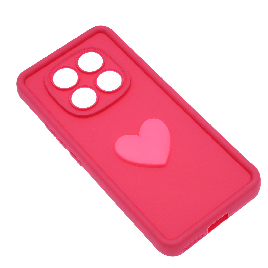 Чехол накладка для XIAOMI REDMI NOTE 14 Pro, силикон, 3D сердце, защита камеры, бортики, цвет розовый Чехол накладка для XIAOMI REDMI NOTE 14 Pro, силикон, 3D сердце, защита камеры, бортики, цвет розовый