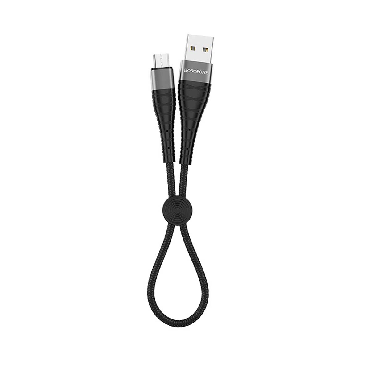 Кабель BOROFONE BX32 Munificent Micro USB, 2.4A, длина 25 сантиметров, силиконовый, армированная нейлоновая оплетка, цвет черный