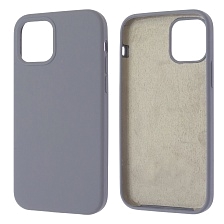 Чехол накладка Silicon Case для APPLE iPhone 12, iPhone 12 Pro, силикон, бархат, цвет серо сиреневый
