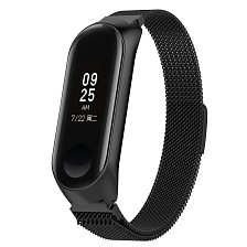 Миланская петля для фитнес трекера Mi Band 3 металлический, цвет черный
