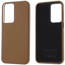 Чехол накладка VICTORIA для SAMSUNG Galaxy A17, A26 5G, силикон, пластик, текстура кожи, бархат, цвет коричневый