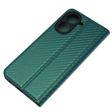 Чехол книжка CHESS для XIAOMI REDMI A5, POCO C71, текстура карбон, визитница, цвет темно зеленый