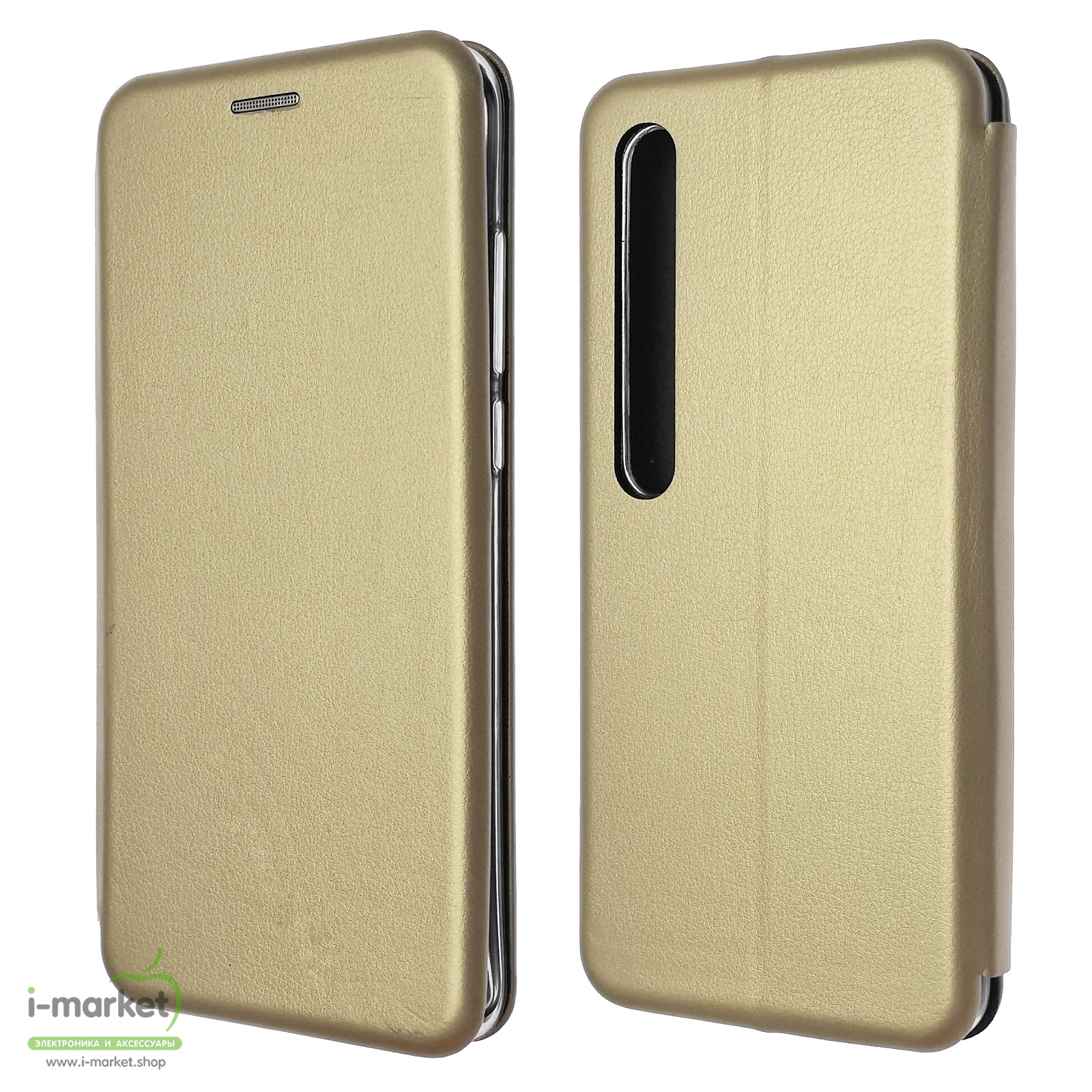 Чехол книжка STYLISH для XIAOMI Mi 10, Mi 10 Pro, экокожа, визитница, цвет золотистый.