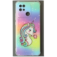 Чехол накладка для XIAOMI Redmi 10C, XIAOMI POCO C40, силикон, глянцевый, блестки, рисунок Единорог