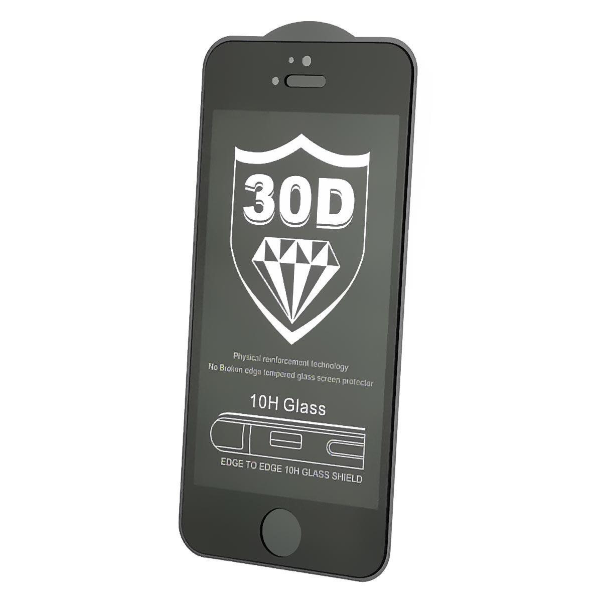 Защитное стекло 30D для APPLE iPhone 5, iPhone 5S, iPhone SE, цвет окантовки черный Защитное стекло 30D для APPLE iPhone 5, iPhone 5S, iPhone SE, цвет окантовки черный