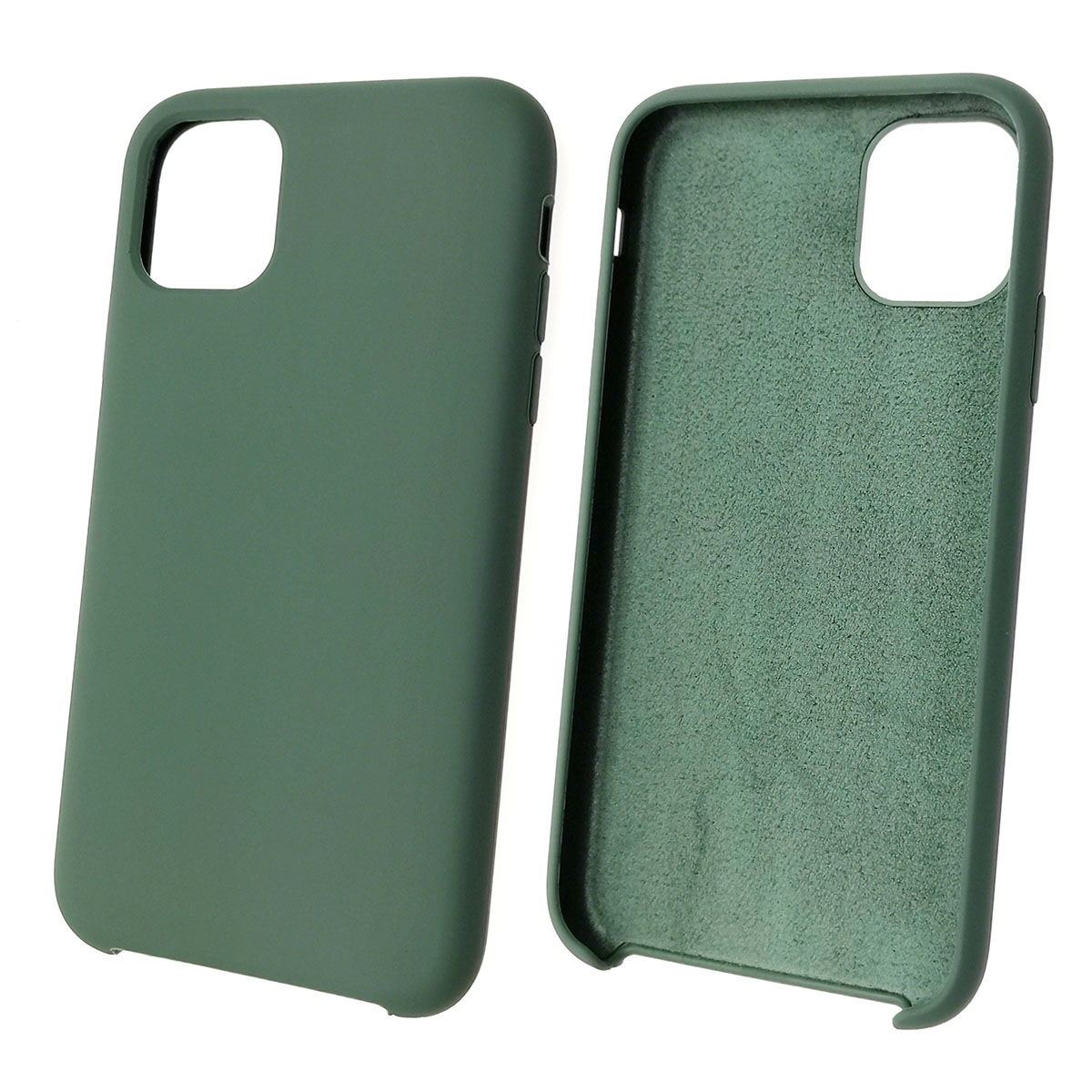 Чехол накладка Silicon Case для APPLE iPhone 11, силикон, бархат, цвет тихий зеленый Чехол накладка Silicon Case для APPLE iPhone 11, силикон, бархат, цвет тихий зеленый