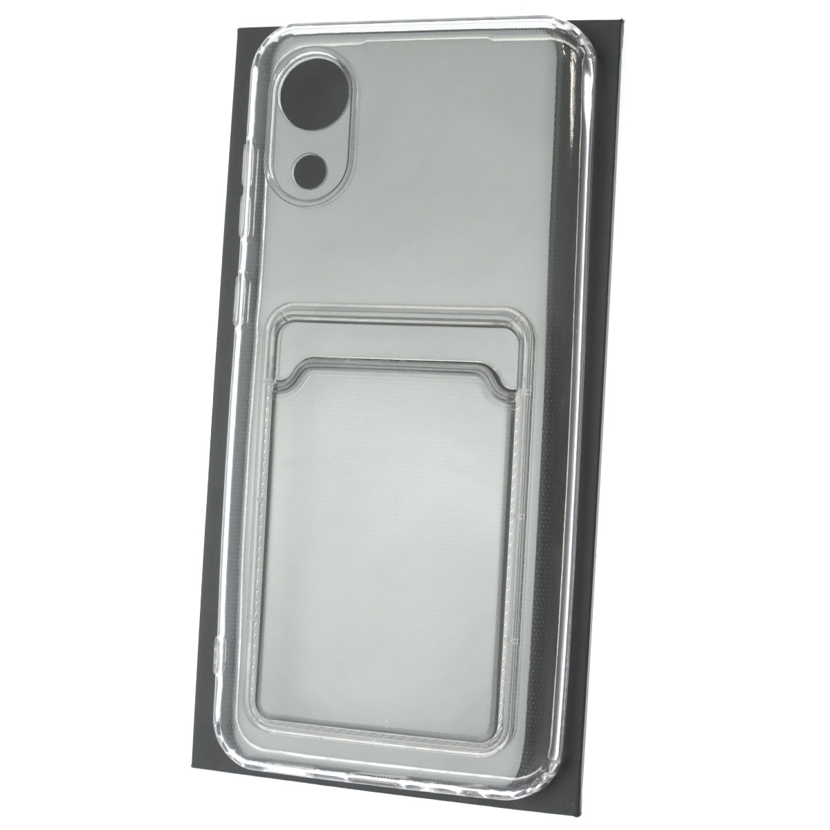 Чехол накладка CARD CASE для SAMSUNG Galaxy A03 Core (SM-A032F), силикон, отдел для карт, цвет прозрачный Чехол накладка CARD CASE для SAMSUNG Galaxy A03 Core (SM-A032F), силикон, отдел для карт, цвет прозрачный