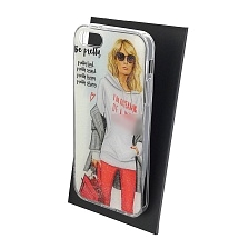 Чехол накладка для APPLE iPhone 5, iPhone 5G, iPhone 5S, iPhone SE, силикон, блестки, глянцевый, рисунок be pretty