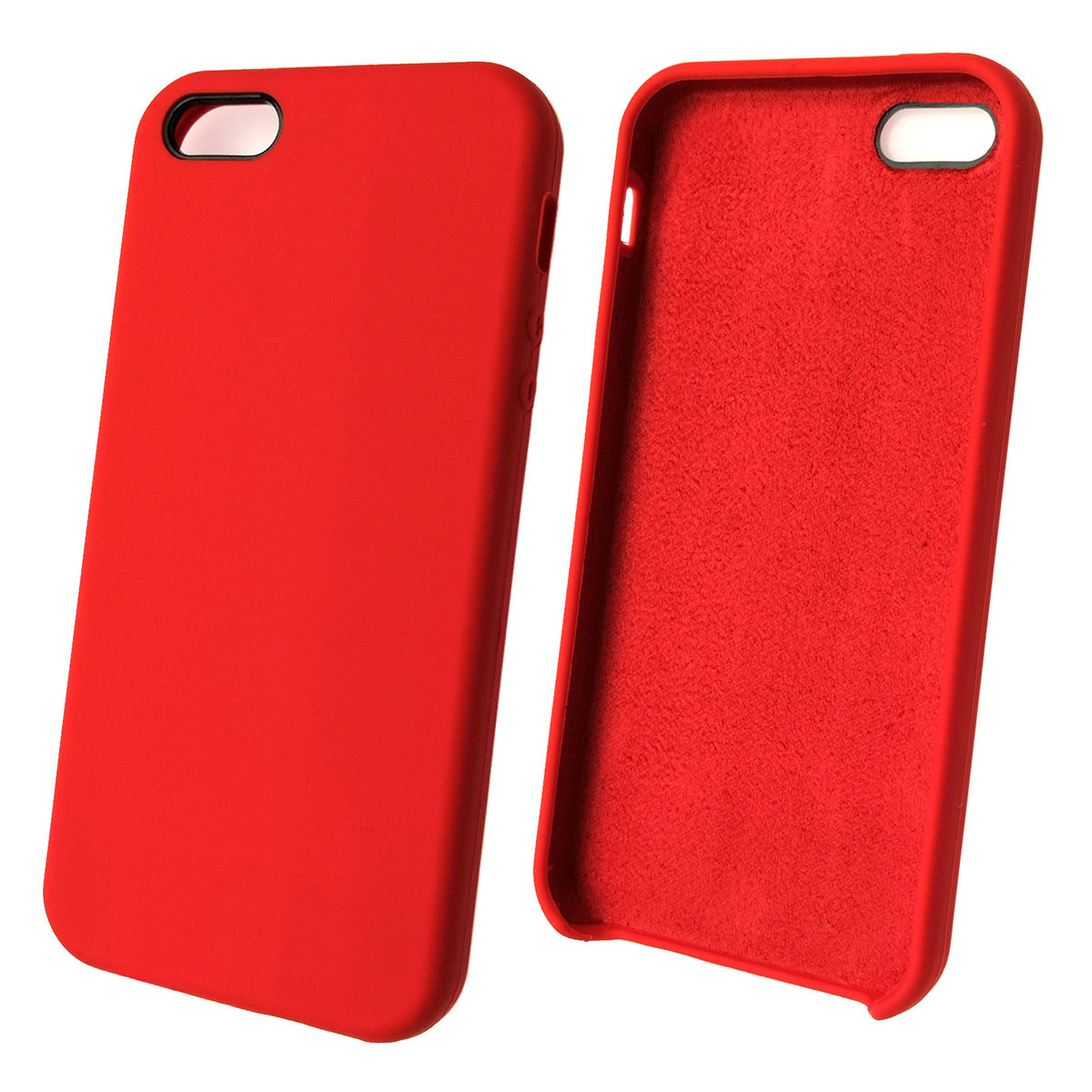 Чехол накладка Silicon Case для APPLE iPhone 5, 5S, SE, силикон, бархат, цвет красный. Чехол накладка Silicon Case для APPLE iPhone 5, 5S, SE, силикон, бархат, цвет красный.