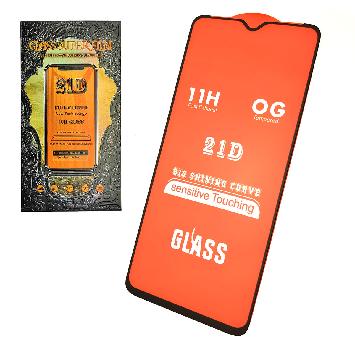 Защитное стекло 21D FULL GLUE для XIAOMI Mi 9 Pro, цвет канта черный.