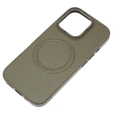 Чехол накладка Creative Stylish с поддержкой MagSafe для APPLE iPhone 16 Pro, защита камеры, экокожа, бархат, цвет темно коричневый