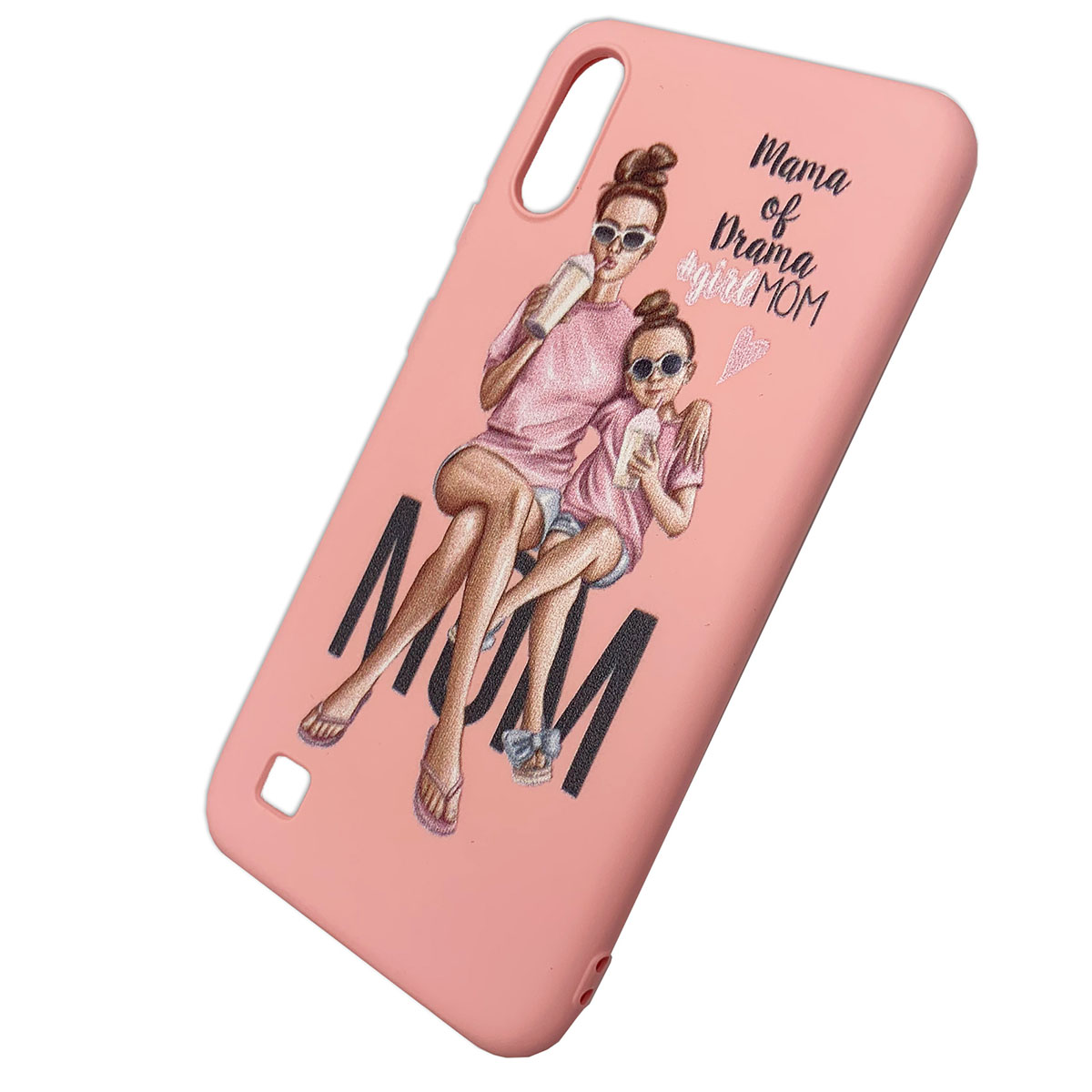 Чехол накладка для SAMSUNG Galaxy A10 (SM-A105), силикон, рисунок Mama of Drama Girl MOM.